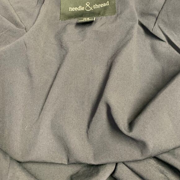 NEEDLE AND THREAD Size 4 Navy Burgundy White Embroidered Floral Bomber Jacket - Picture 12 of 14